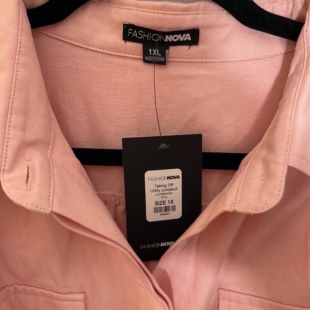 Fashion Nova 1X Taking Off Utility Jumpsuit - Pink - Picture 15 of 16